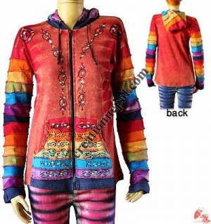 Rainbow stripes painted rib jacket
