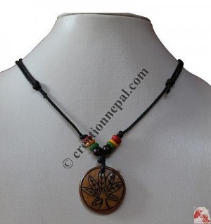 Hemp leaf carved bone pendant