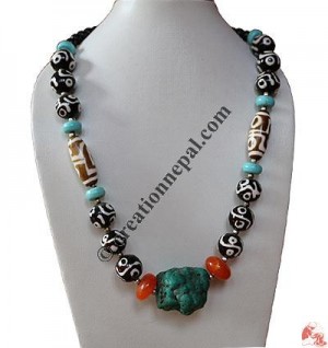 Imitated Dzi-Turquoise Necklace