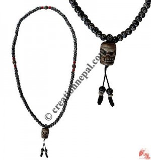Skull pendant OM-beads Mala