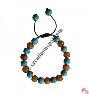 Turquoise-amber beads wristband