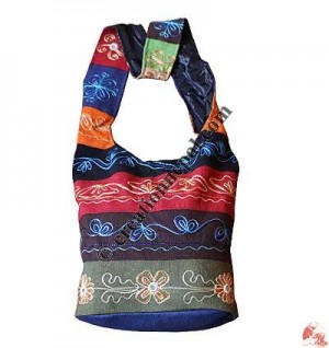 Horizontal patch cotton lama bag