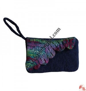 Plant-leaf Design Flip Felt Purse1