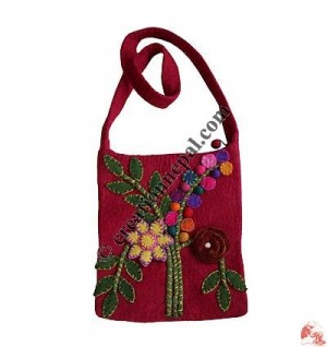 Flower Stem decorated Felt Bag