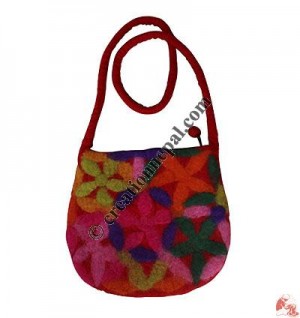 Colorful pressed flowers Felt Bag
