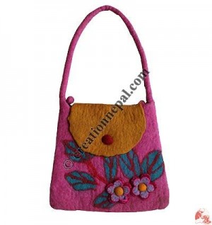 2 Flowers narrow top felt Bag