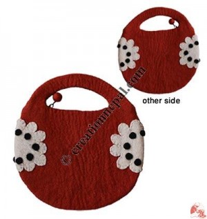 Circular 2 Flower Felt Hand Bag