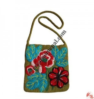 Needle-felt leaves and flower Bag