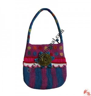 Stripes and Flower Felt Bag