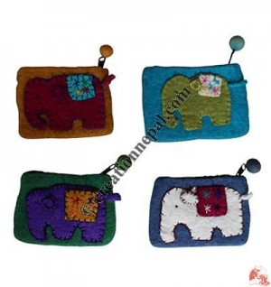 Elephant Patch Felt Coin Purse