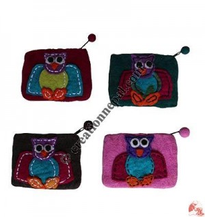 Owl Patch Felt Coin Purse