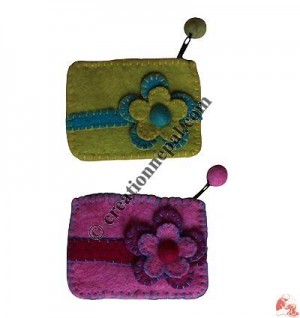 Flower-ribbon Felt Coin Purse