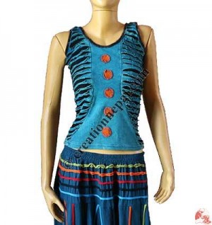 Circular-disks Razor-cut rib tank top