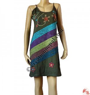 Diagonal Razor-cut stripes dress