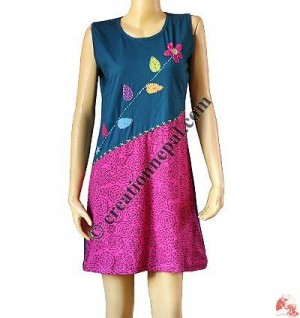 Prints and plain flower dress