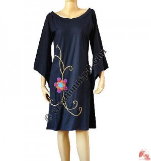 Flower patch hand emb. dress