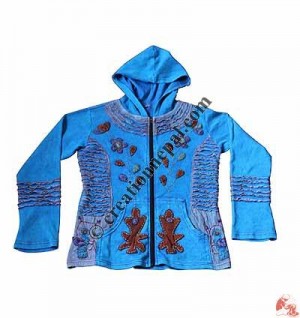 Razor-cut flower patch rib jacket