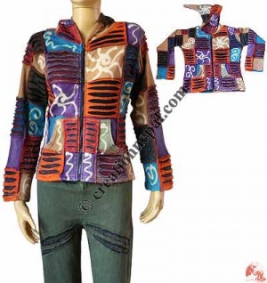 Razor-cut patch and  prints Jacket