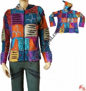 Razor-cut hand emb. patch Jacket