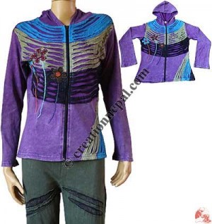 Flower-stems razor-cut rib Jacket