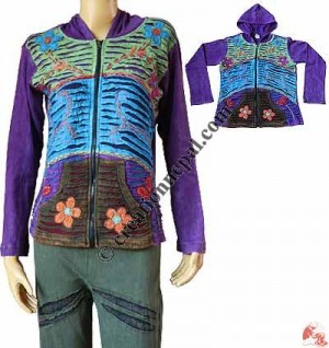 Razor-cut hand emb. flowers Jacket