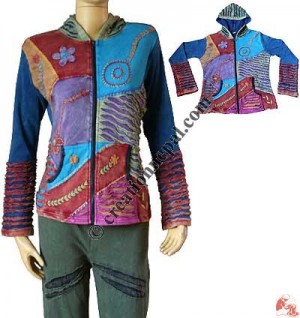 Uneven patch-work razor-cut Jacket