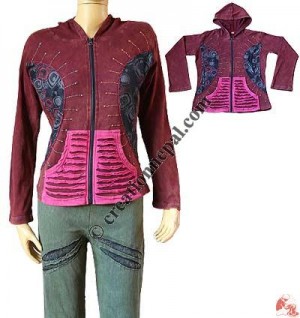 Printed side patch hand emb. Jacket