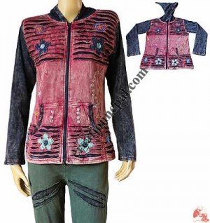 Hand Emb. razor cut rib Jacket
