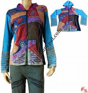 Hand Emb. patch-work rib Jacket