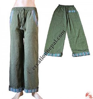 Stripes fold cotton trouser