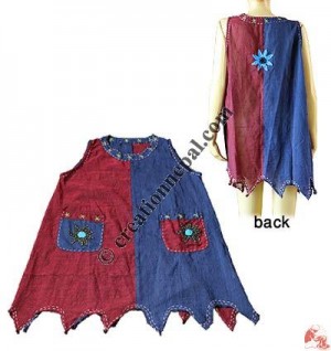 Two color joined sleeveless top