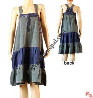 2-color joined hand Emb. dress