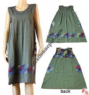 Plain khaddar sleeveless dress