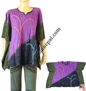 Side printed patch Emb. Koftan top