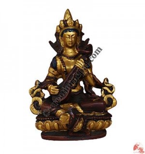 Saraswati Copper-gold painted Resin