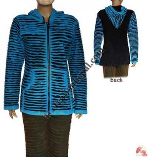 Plain color razor-cut  rib jacket
