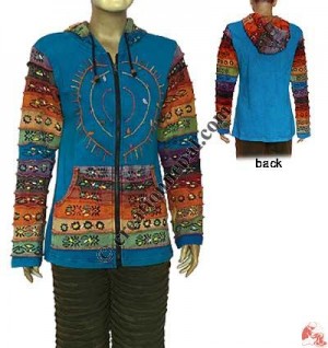 Embroidered heart painted rib hoodie