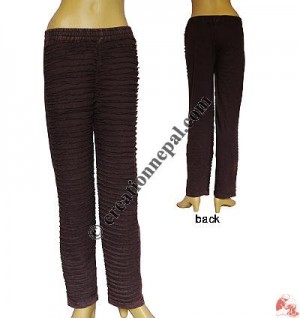 Front razor-cut rib Brown trouser