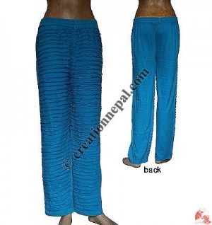 Front razor-cut rib Turquoise trouser