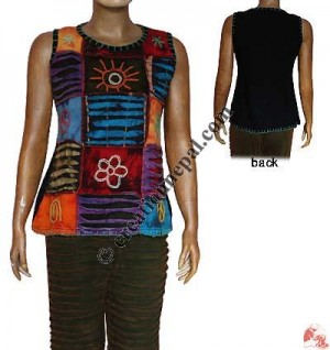 Hand Emb. Razor-cut patch top