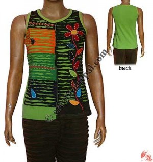 Razor-cut flower design patch top