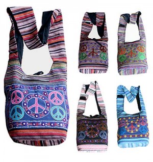 Peace design Gheri cotton bag
