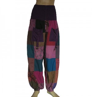 Patch-work cotton harem pant