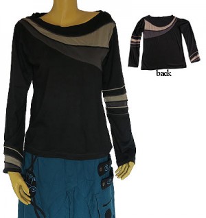 Stripes long sleeve scoop neck top
