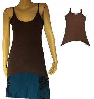 Curved bottom viscose plain tank top