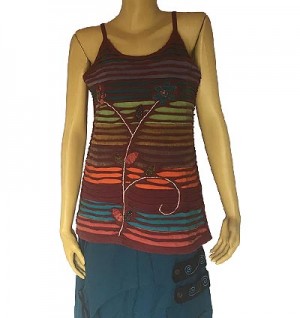 Multi color base razor-cut flower tank top