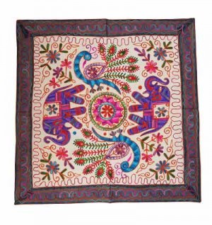 Elephant-Peacock arts square table cover