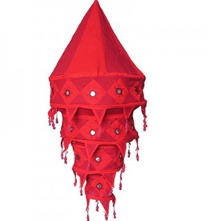 Red color Large cotton jhumar lamp shade