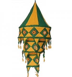 Medium size cotton Green jhumar lamp shade