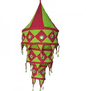 Medium size cotton Red jhumar lamp shade